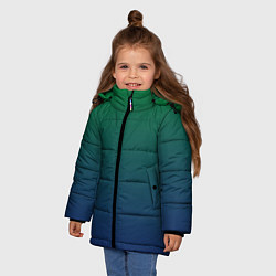 Куртка зимняя для девочки Темно-зеленый и синий градиент, цвет: 3D-черный — фото 2