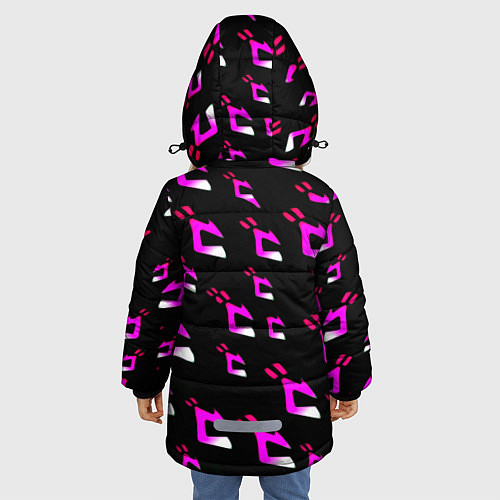 Зимняя куртка для девочки JoJos Bizarre neon pattern logo / 3D-Светло-серый – фото 4