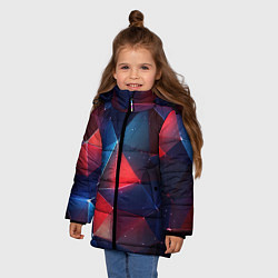 Куртка зимняя для девочки Синяя геометрическая абстракция, цвет: 3D-черный — фото 2