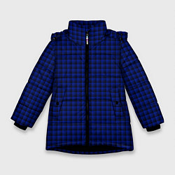 Зимняя куртка для девочки Паттерн объёмные квадраты тёмно-синий