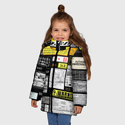 Куртка зимняя для девочки Инженерные знаки, цвет: 3D-черный — фото 2