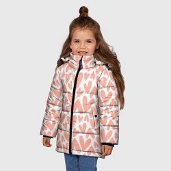 Куртка зимняя для девочки Сердечки на белом фоне паттерн, цвет: 3D-черный — фото 2