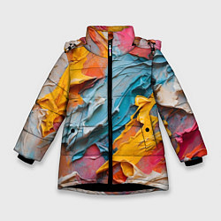 Куртка зимняя для девочки Абстрактная живопись акрилом, цвет: 3D-черный