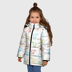 Куртка зимняя для девочки Паттерн цветные драконы, цвет: 3D-черный — фото 2