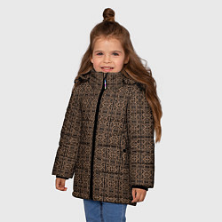 Куртка зимняя для девочки Ажурный тёмно-коричневый, цвет: 3D-черный — фото 2