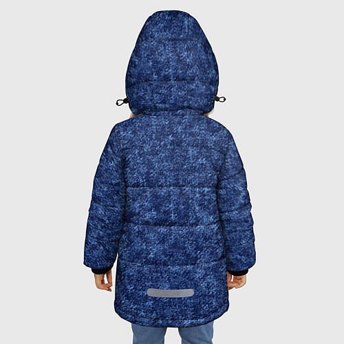 Зимняя куртка для девочки Джинсовый цвет текстура / 3D-Черный – фото 4