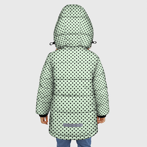 Зимняя куртка для девочки Светло-салатовый паттерн маленькие звёздочки / 3D-Черный – фото 4