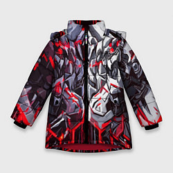 Куртка зимняя для девочки Адская каменная броня красная, цвет: 3D-красный