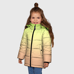 Куртка зимняя для девочки Персиково-салатный градиент, цвет: 3D-черный — фото 2