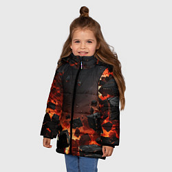 Куртка зимняя для девочки Взрыв плит и огонь, цвет: 3D-красный — фото 2