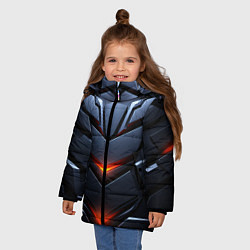 Куртка зимняя для девочки Объемная броня с ярким светом, цвет: 3D-красный — фото 2