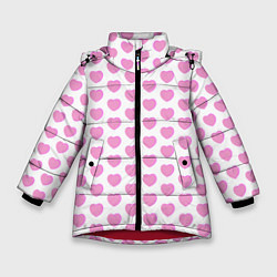 Куртка зимняя для девочки Нежные розовые сердечки, цвет: 3D-красный