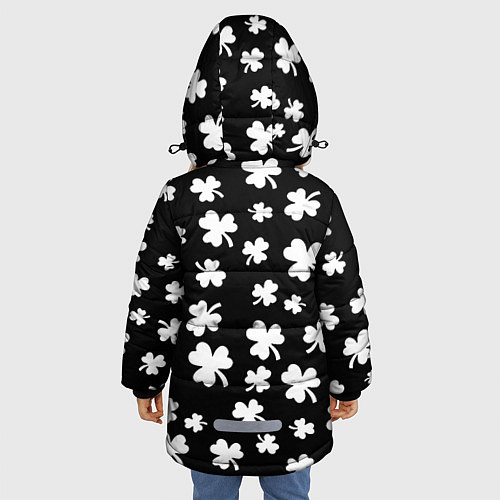 Зимняя куртка для девочки Black clover pattern anime / 3D-Светло-серый – фото 4