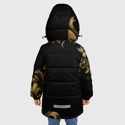 Зимняя куртка для девочки Объемные узоры на черной ткани лепнина / 3D-Красный – фото 4