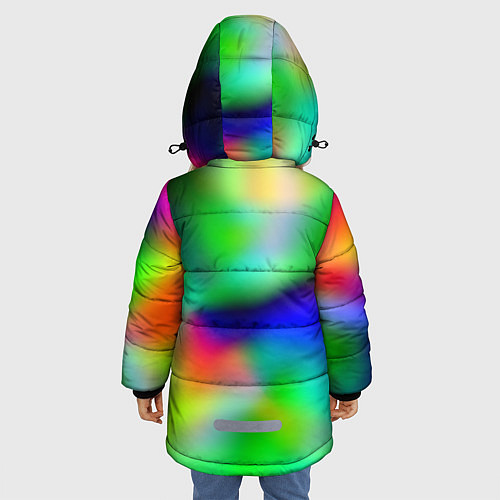 Зимняя куртка для девочки Психоделический неоновый градиент / 3D-Черный – фото 4
