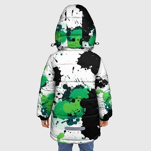 Зимняя куртка для девочки Яркие брызги красок / 3D-Черный – фото 4