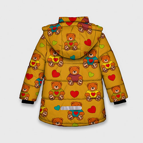 Зимняя куртка для девочки Игрушечные мишки и разноцветные сердца / 3D-Светло-серый – фото 2