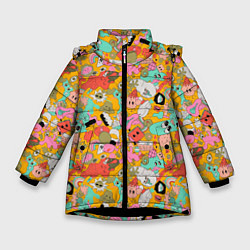 Куртка зимняя для девочки Сладкие мороженки, цвет: 3D-черный