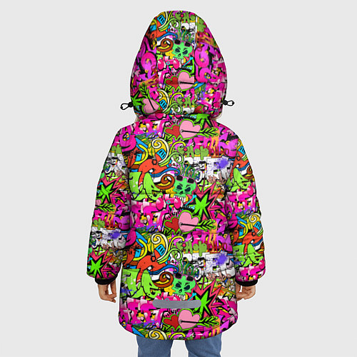 Зимняя куртка для девочки Hip Hop Graffiti / 3D-Светло-серый – фото 4