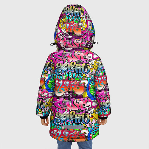 Зимняя куртка для девочки Graffiti funny / 3D-Красный – фото 4