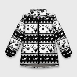 Зимняя куртка для девочки Новогодний свитер с оленями