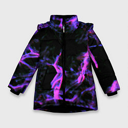 Куртка зимняя для девочки Неоновая текстура разрывы текстура, цвет: 3D-черный