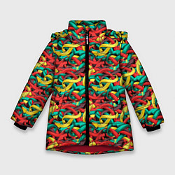 Куртка зимняя для девочки Переплетающиеся стрелки, цвет: 3D-красный