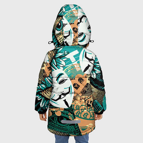 Зимняя куртка для девочки Криптавалюта с маской Виндетта / 3D-Черный – фото 4