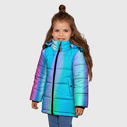 Куртка зимняя для девочки Неоновые голографические линии, цвет: 3D-черный — фото 2