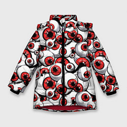 Куртка зимняя для девочки Красные глазные яблоки, цвет: 3D-красный