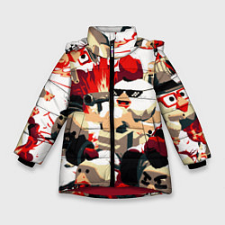 Куртка зимняя для девочки Чикен Ган разборка, цвет: 3D-красный