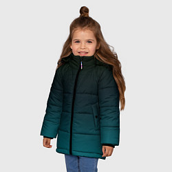 Куртка зимняя для девочки Чёрно голубой бирюзовый градиент, цвет: 3D-черный — фото 2