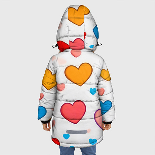 Зимняя куртка для девочки Сердца сердечки / 3D-Красный – фото 4