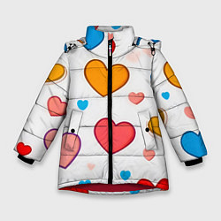 Куртка зимняя для девочки Сердца сердечки, цвет: 3D-красный