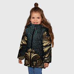 Куртка зимняя для девочки Объемная лепнина на темном фоне, цвет: 3D-красный — фото 2