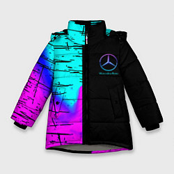 Куртка зимняя для девочки Mercedes benz неон текстура, цвет: 3D-светло-серый