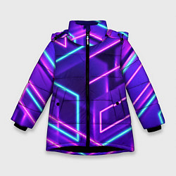 Куртка зимняя для девочки Neon Geometric, цвет: 3D-черный