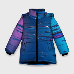 Зимняя куртка для девочки Неоновая поверхность синяя с каплями воды