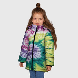 Куртка зимняя для девочки Тай-дай скруточка, цвет: 3D-светло-серый — фото 2