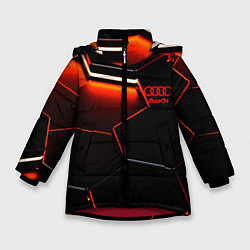 Куртка зимняя для девочки Audi неоновый соты, цвет: 3D-красный