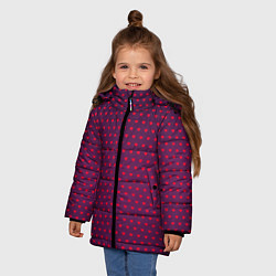 Куртка зимняя для девочки Красные сердечки на темно-бордовом фоне, цвет: 3D-черный — фото 2