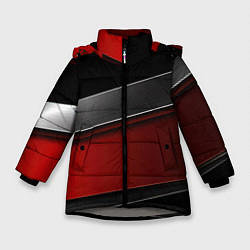 Куртка зимняя для девочки Красный серый и черный, цвет: 3D-светло-серый