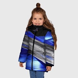 Куртка зимняя для девочки Серебряная вставка на синей абстракции, цвет: 3D-светло-серый — фото 2