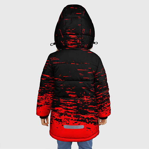 Зимняя куртка для девочки Герб Белоруссии краски красные / 3D-Черный – фото 4