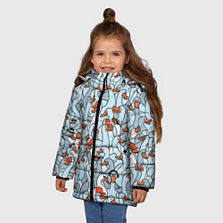 Куртка зимняя для девочки Стадо гусей серо-голубых, цвет: 3D-светло-серый — фото 2