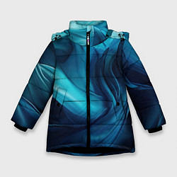 Зимняя куртка для девочки Синяя абстракция в виде волн