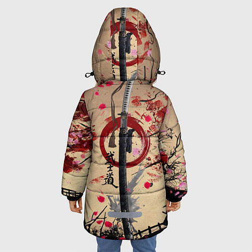Зимняя куртка для девочки Лепестки скауры Toyota / 3D-Черный – фото 4