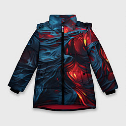 Куртка зимняя для девочки Яркая волнистая абстракция, цвет: 3D-красный