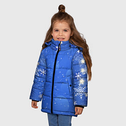 Куртка зимняя для девочки Снежный паттерн, цвет: 3D-светло-серый — фото 2