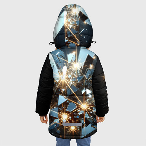 Зимняя куртка для девочки Текстура с осколками / 3D-Черный – фото 4